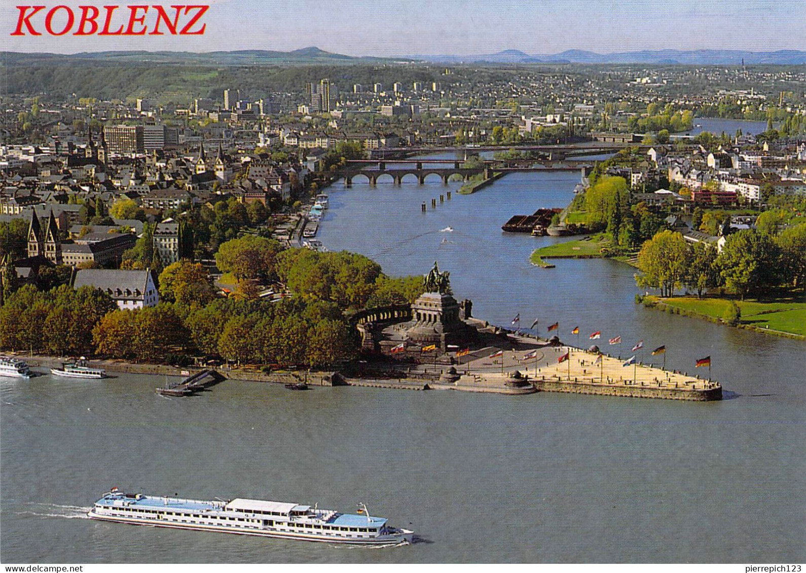 Coblence (Koblenz) - Deutsches Eck Avec Le Confluent De La Moselle Et Du Rhin - Vue Aérienne - Koblenz