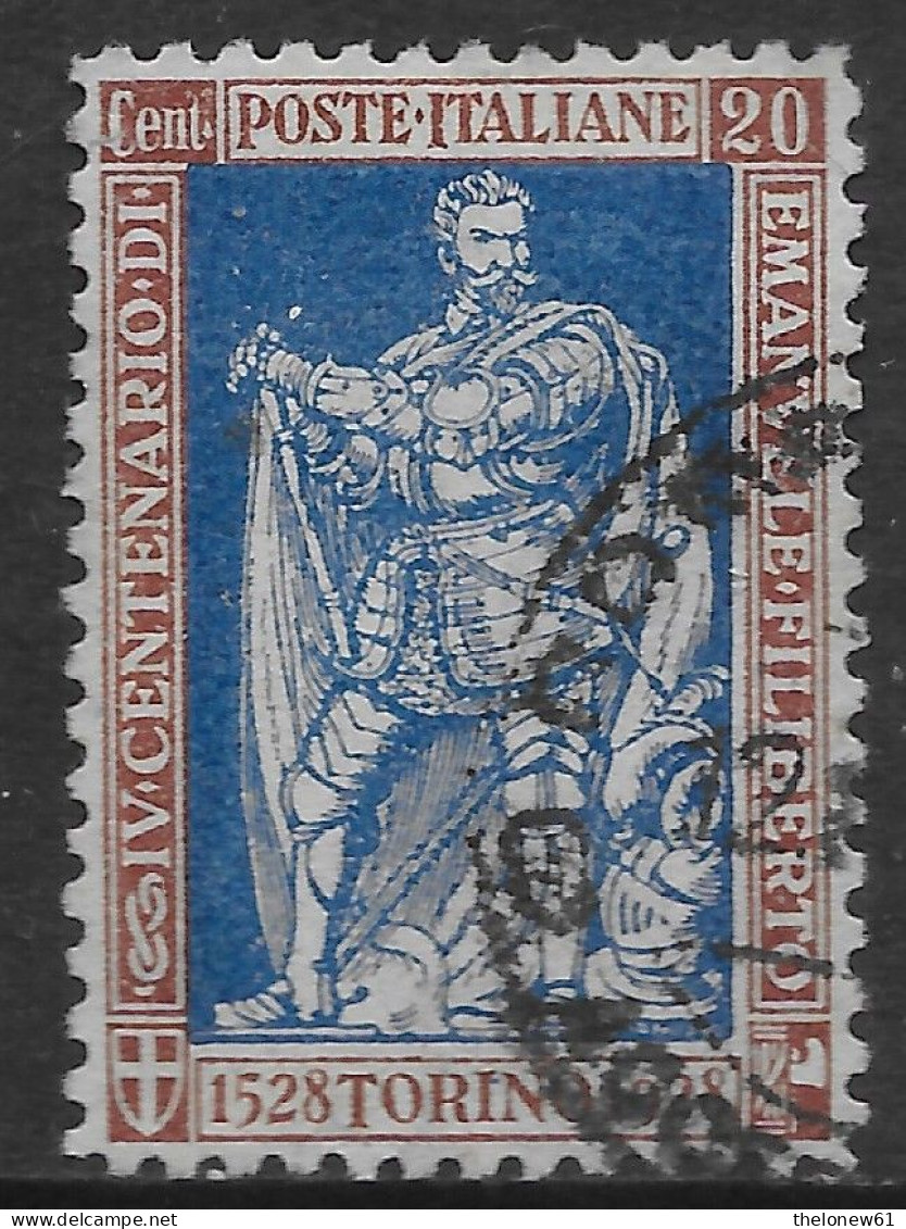 Italia Italy 1928 Regno Emanuele Filiberto C20 Dent11 Sa N.226 US - Used