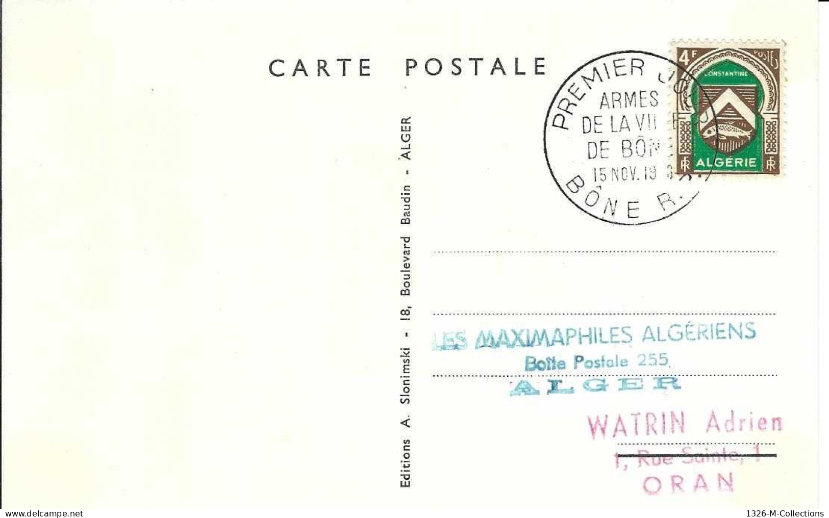 Carte Postale ALGERIE N° 263 - 337 Ceres - FDC