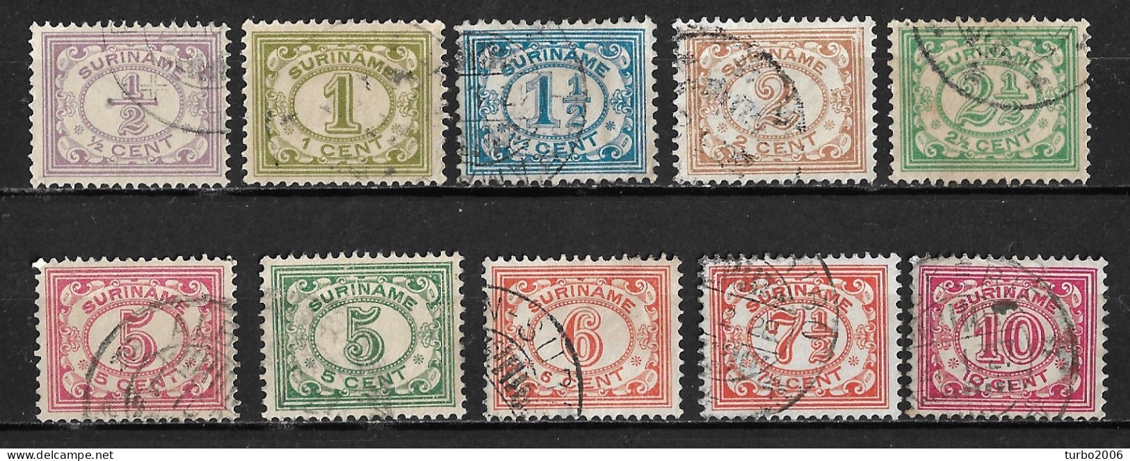 SURINAME 1913-31 Type Cijfer 10 Waarden Uit De Serie NVPH 69/73-77-78-81-83-86 - Surinam ... - 1975