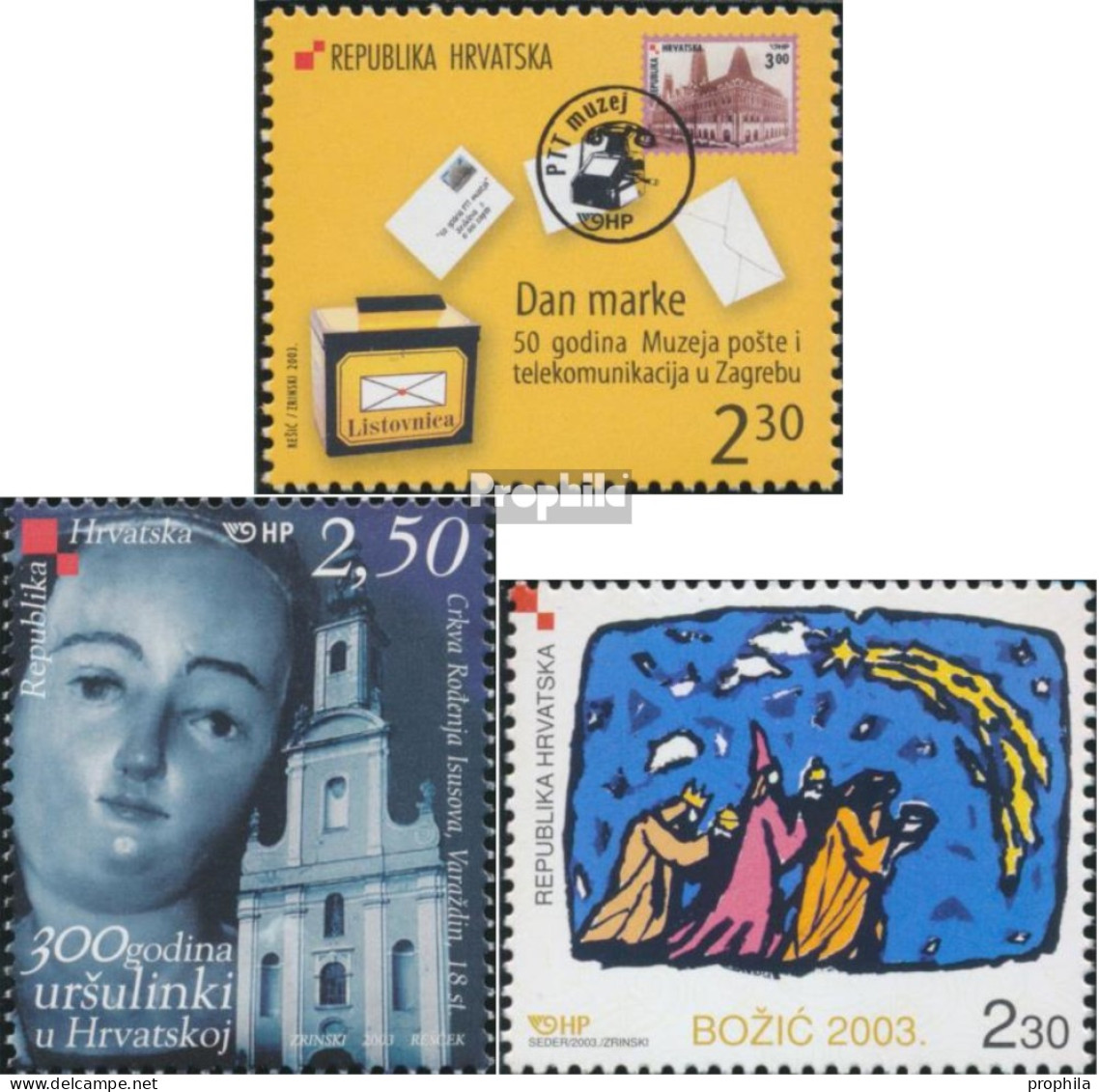 Kroatien 661,663,664 (kompl.Ausg.) Postfrisch 2003 Philatelie, Ursulinen, Weihnachten - Croatia