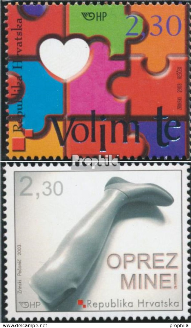 Kroatien 635,644 (kompl.Ausg.) Postfrisch 2003 Valentinstag, Anti-Personen-Minen - Croatia