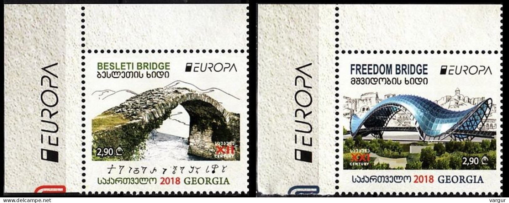 GEORGIA 2018 EUROPA: Architecture - Bridges. CORNER, MNH - 2018