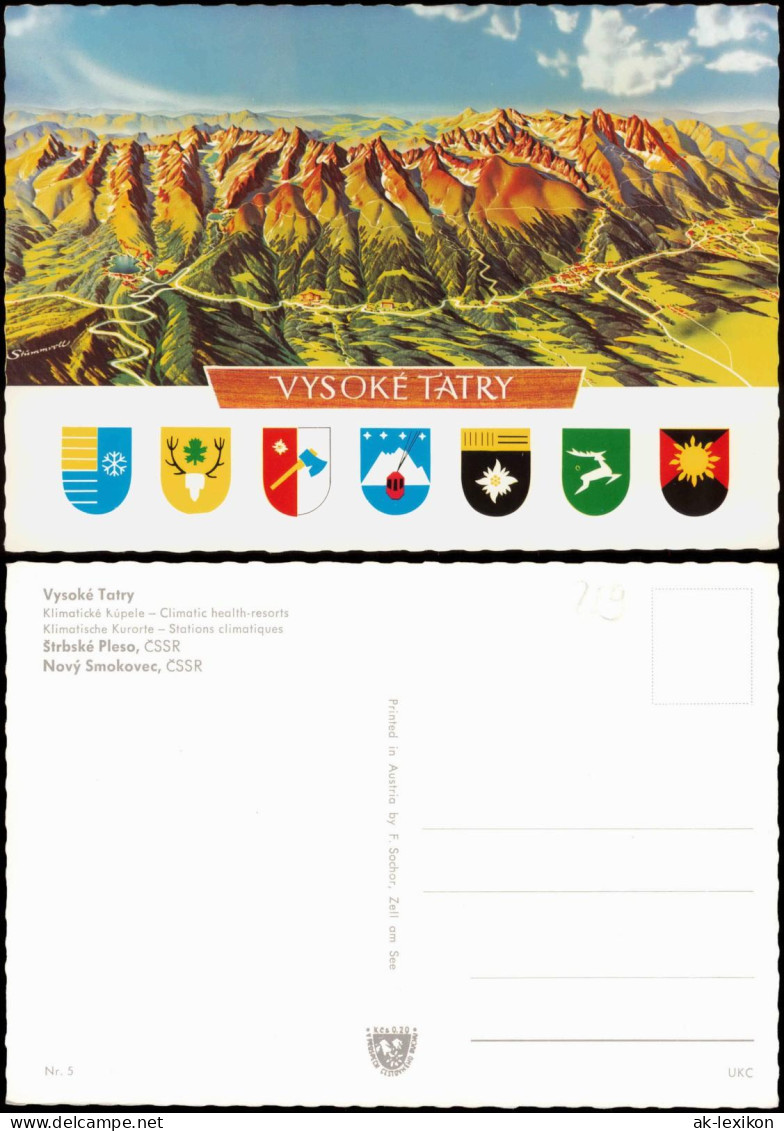 Postcard Vysoké Tatry Landkarten Ansichtskarte Gebirgsrelief 1979 - Slovacchia