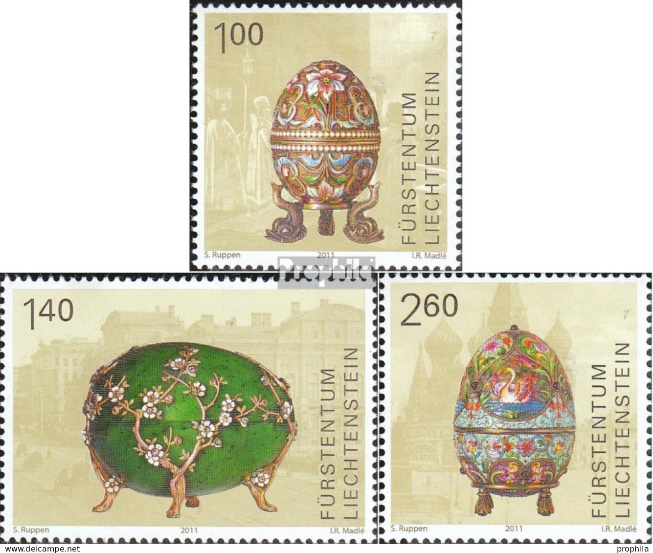 Liechtenstein 1588-1590 (kompl.Ausg.) Postfrisch 2011 Ostereier - Unused Stamps