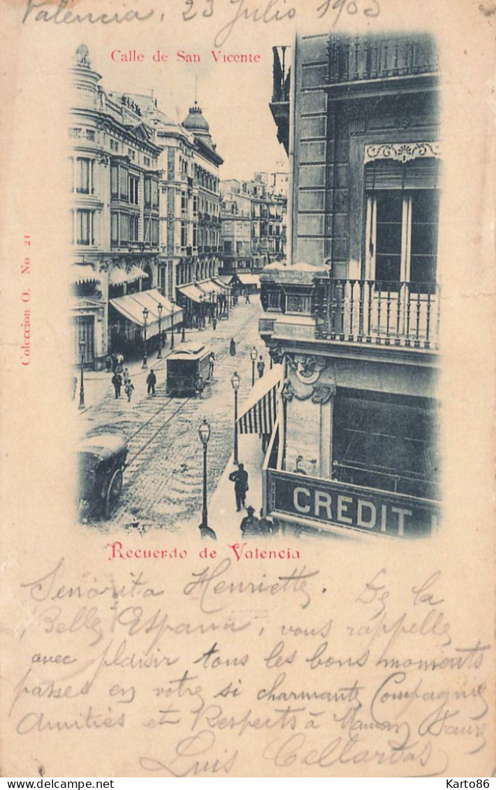 Recuerdo De Valencia * 1903 * Tramway Tram Omnibus ? Calle De San Vicente * Espana - Valencia