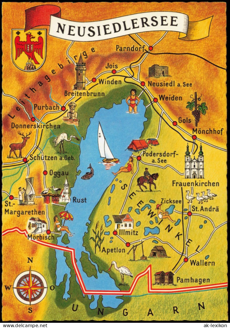 Ansichtskarte Neusiedl Am See Landkarten Ansichtskarte Neusiedler See 1981 - Andere & Zonder Classificatie
