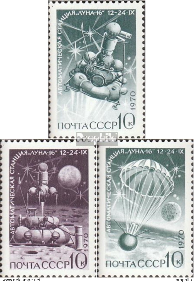 Sowjetunion 3838-3840 (kompl.Ausg.) Postfrisch 1970 Weltraumstation Luna 16 - Unused Stamps