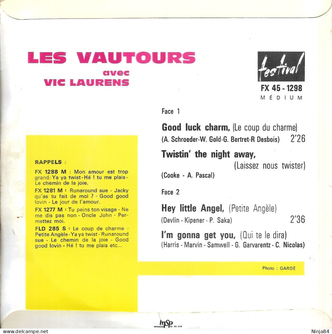 EP 45 RPM (7") Les Vautours  " Le Coup Du Charme  " - Sonstige - Franz. Chansons