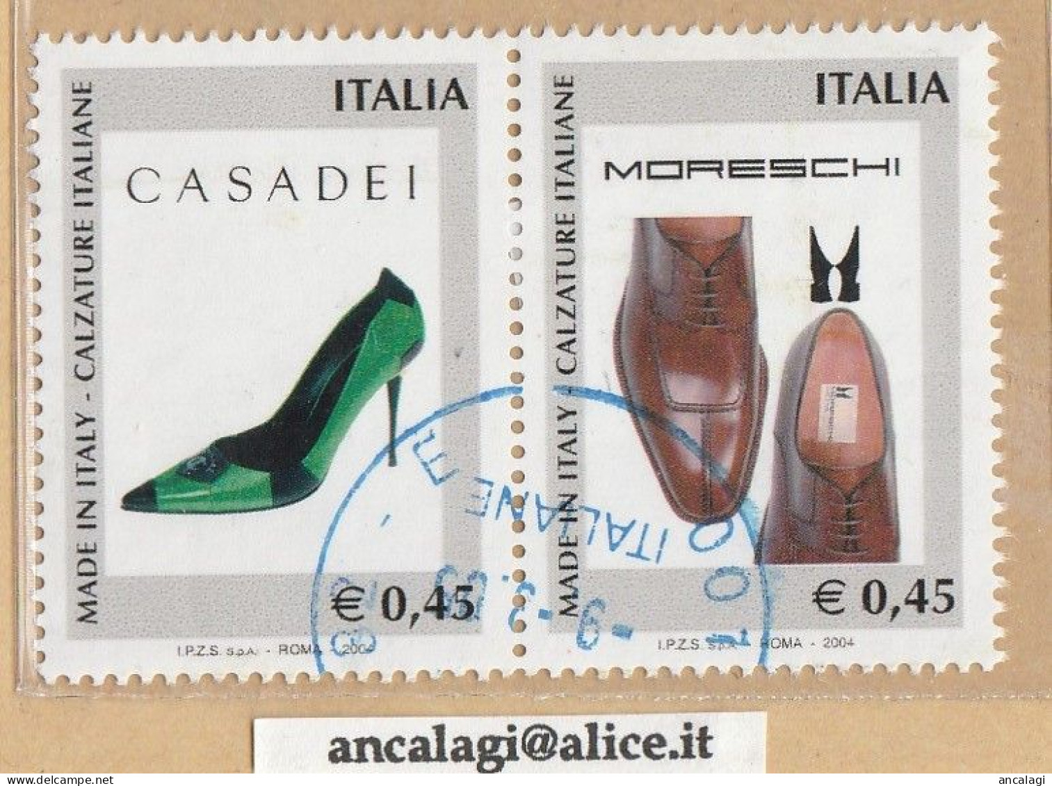 USATI ITALIA 2004 - Ref.0952A "MADE IN ITALY - CALZATURE ITALIANE" 2 Val. In Coppia - - 2001-10: Oblitérés