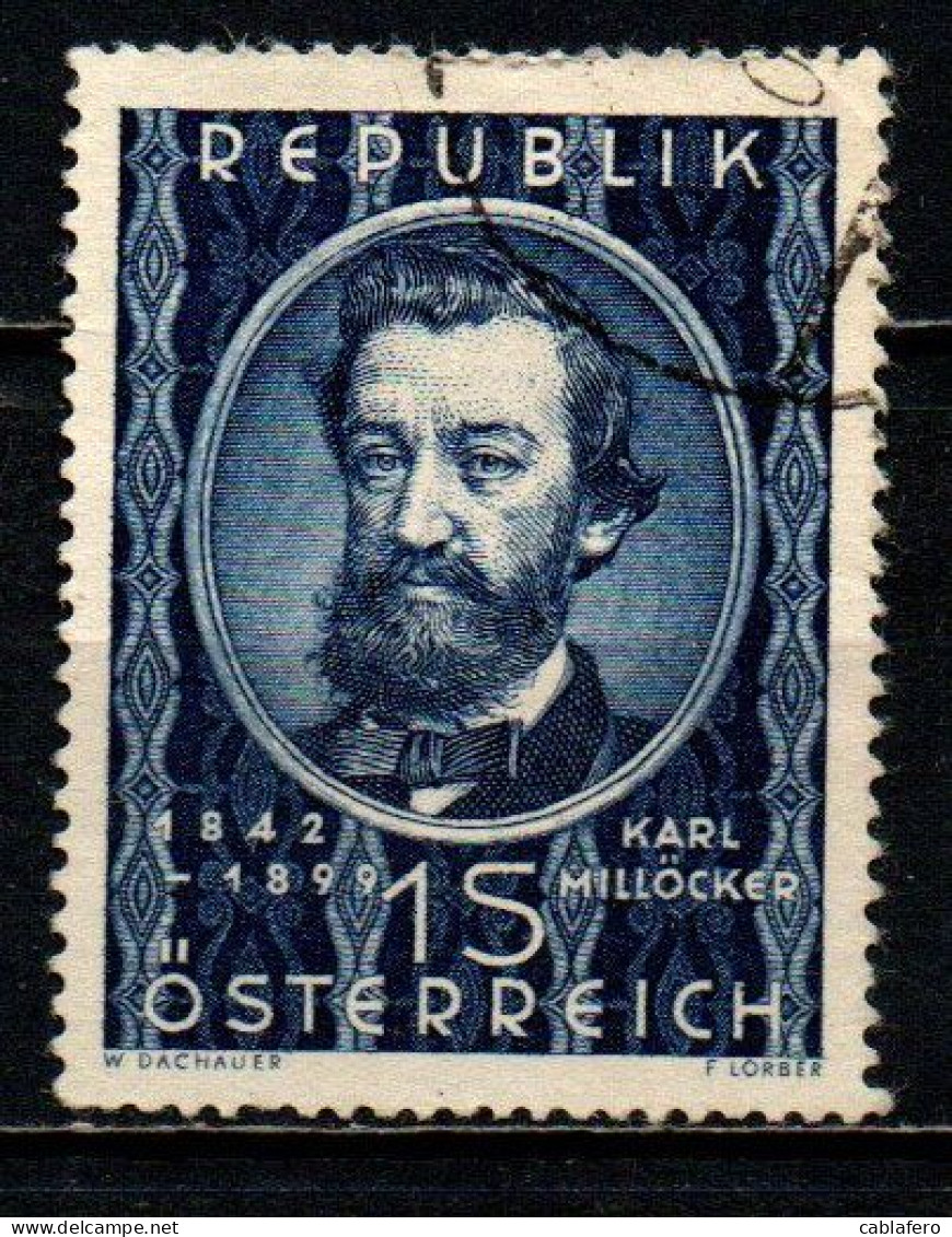 AUSTRIA - 1949 - CINQUANTENARIO DELLA MORTE DI KARL MILLOCKER - COMPOSITORE - USATO - Used Stamps