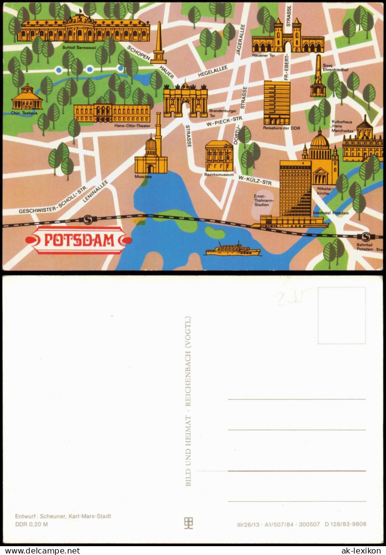 Ansichtskarte Potsdam Stadtplan Ansichtskarte 1984 - Potsdam