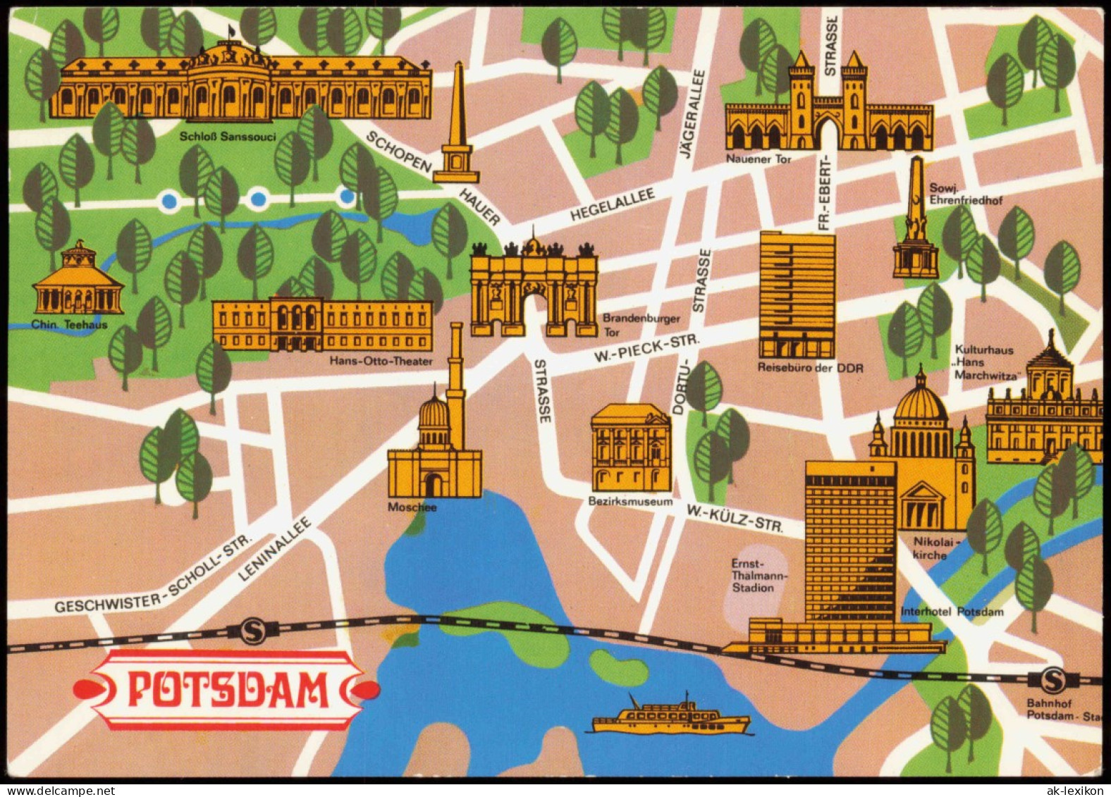 Ansichtskarte Potsdam Stadtplan Ansichtskarte 1984 - Potsdam