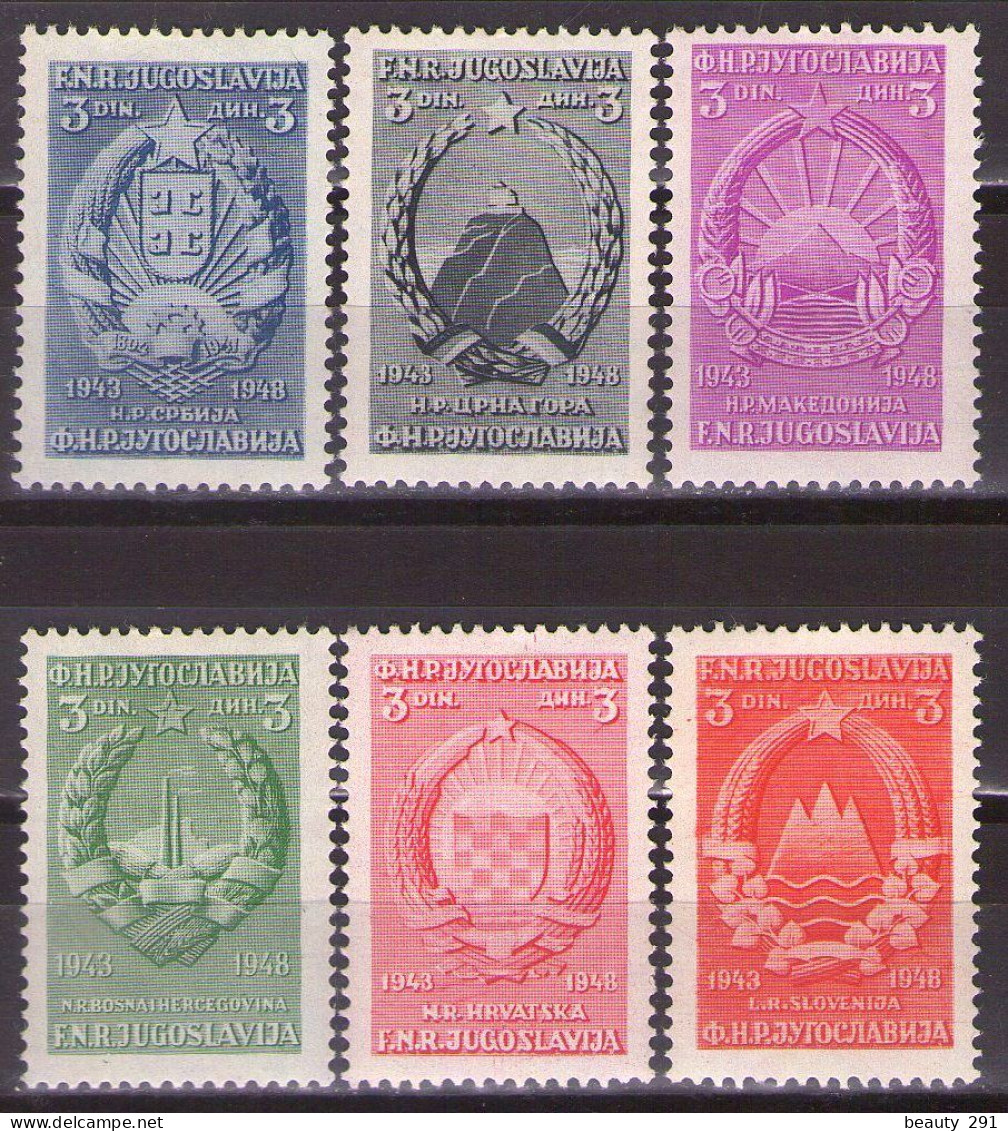 Yugoslavia 1948 National Coat Of Arms Of The Republics, Mi 560-565 - MNH**VF - Neufs