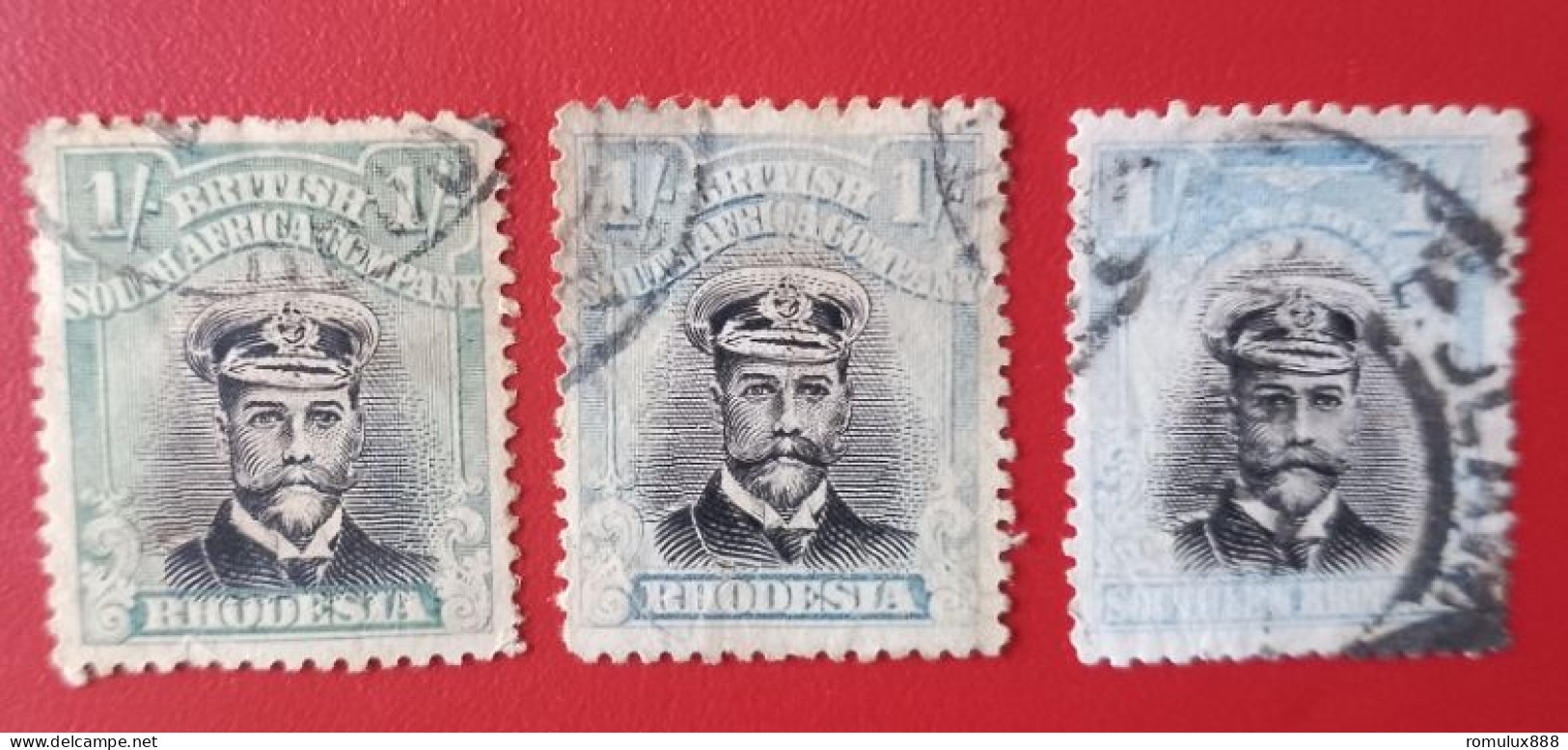 RHODESIA SACC 233 BRITISH SOUTH AFRICA X3 DIFFERENT COLOUR ONE ONE-1 SHILLING USED - Southern Rhodesia (...-1964)
