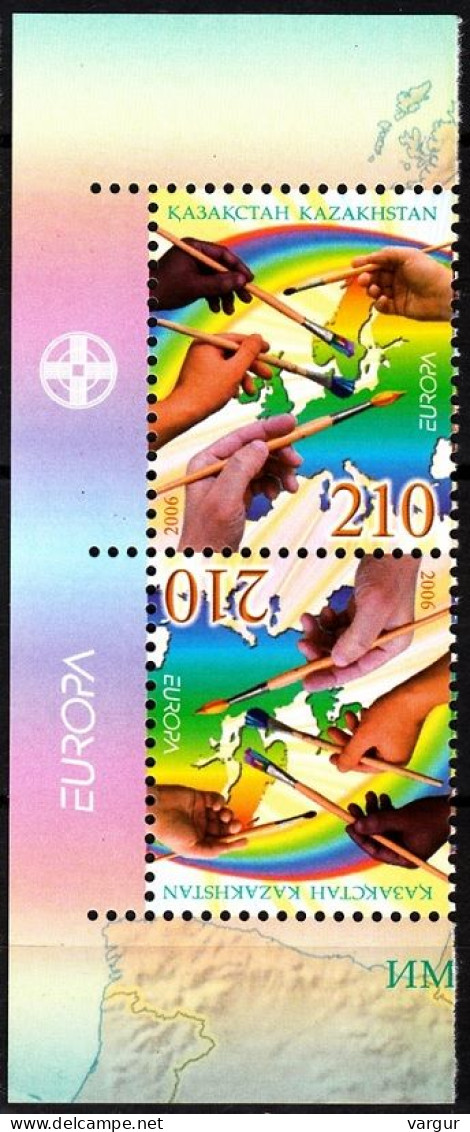 KAZAKHSTAN 2006 Europa: Integration. Margin Tete-Beche Pair, MNH - 2006