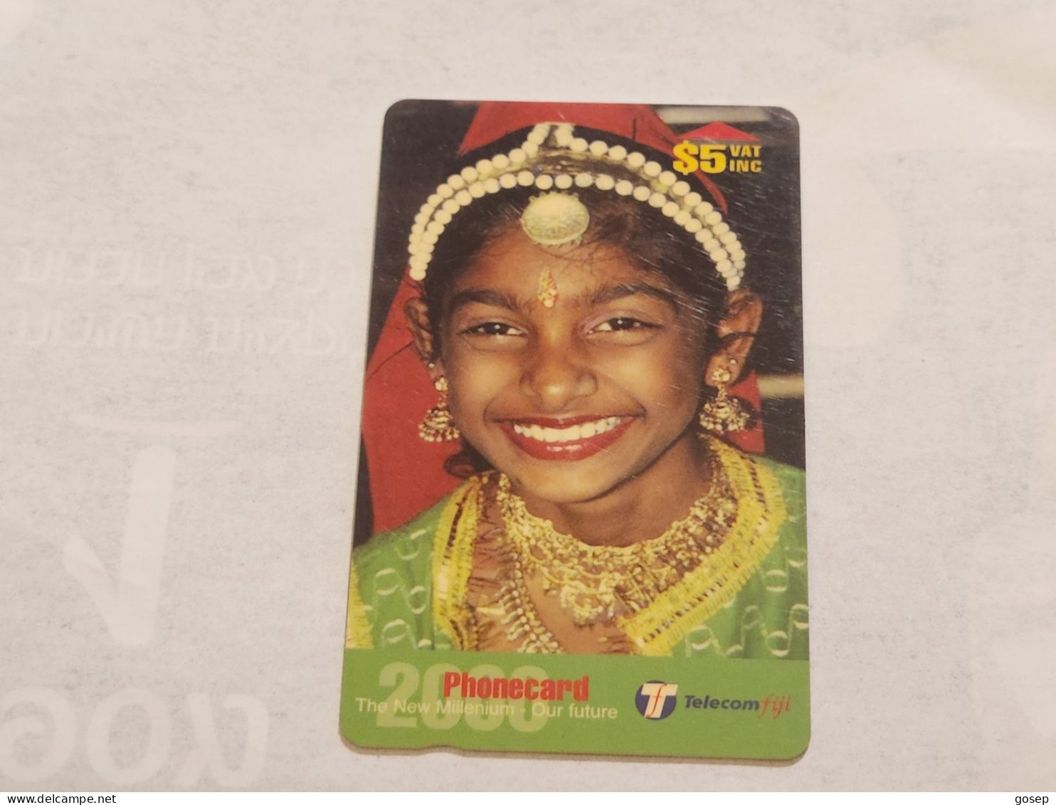 FiGI-(27FJC-FIJ-148)-Indian Girl-(91)(1999)-($5)-(  27FJC  027620)-(TIRAGE-76.000)-used Card+1card Prepiad Free - Fiji