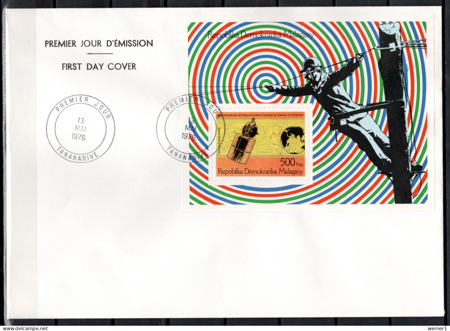 Malagasy - Madagascar 1976 Space, Telephone Centenary Set Of 5 + S/s On 2 FDC - Afrique