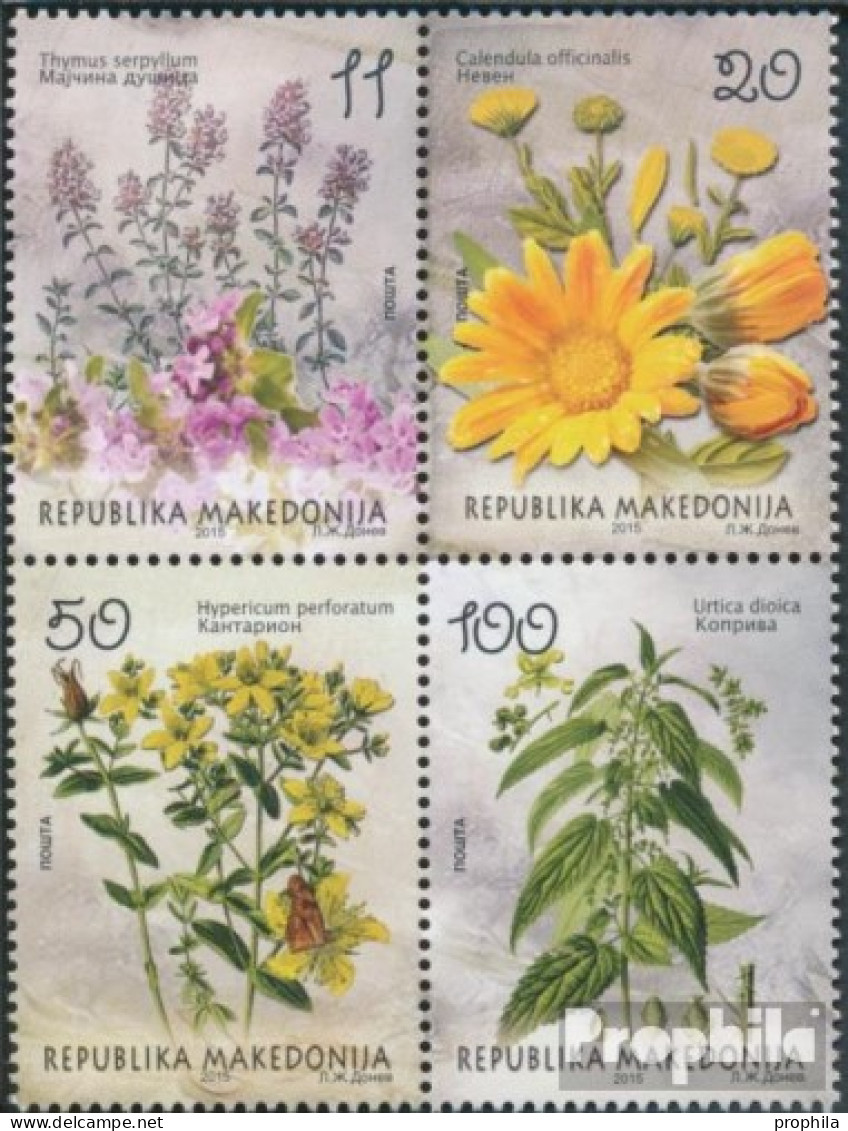 Makedonien 743-746 Viererblock (kompl.Ausg.) Postfrisch 2015 Flora - Makedonien