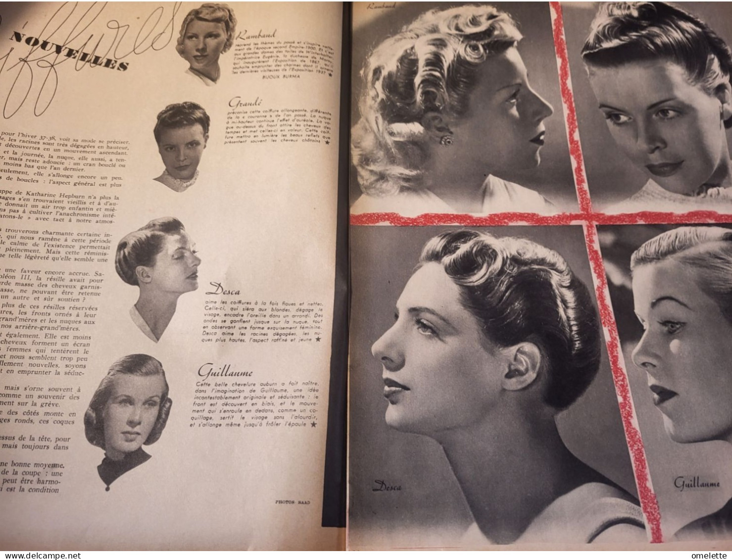 MARIE CLAIRE 1937/COLETTE/GARBO/PRINTEMPS/MORLAY/SOREL /COIFFURES/BAYREUTH FRANCOISE ROSAY/MAQUILLAGE