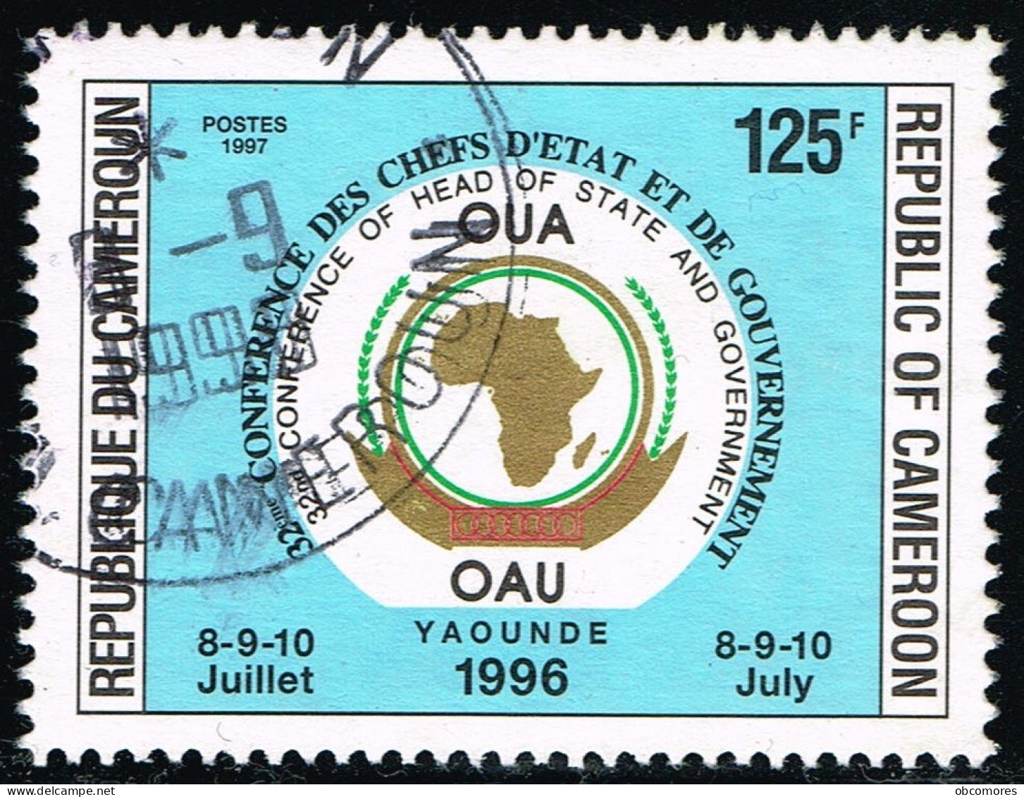 CAMEROUN Cameroon Kamerun 1996 - 125 F Conférence OUA Yaoundé - Postes 1997 - Mi 1221 Sc 902c YT 884 Obl. Cancelled - Camerún (1960-...)