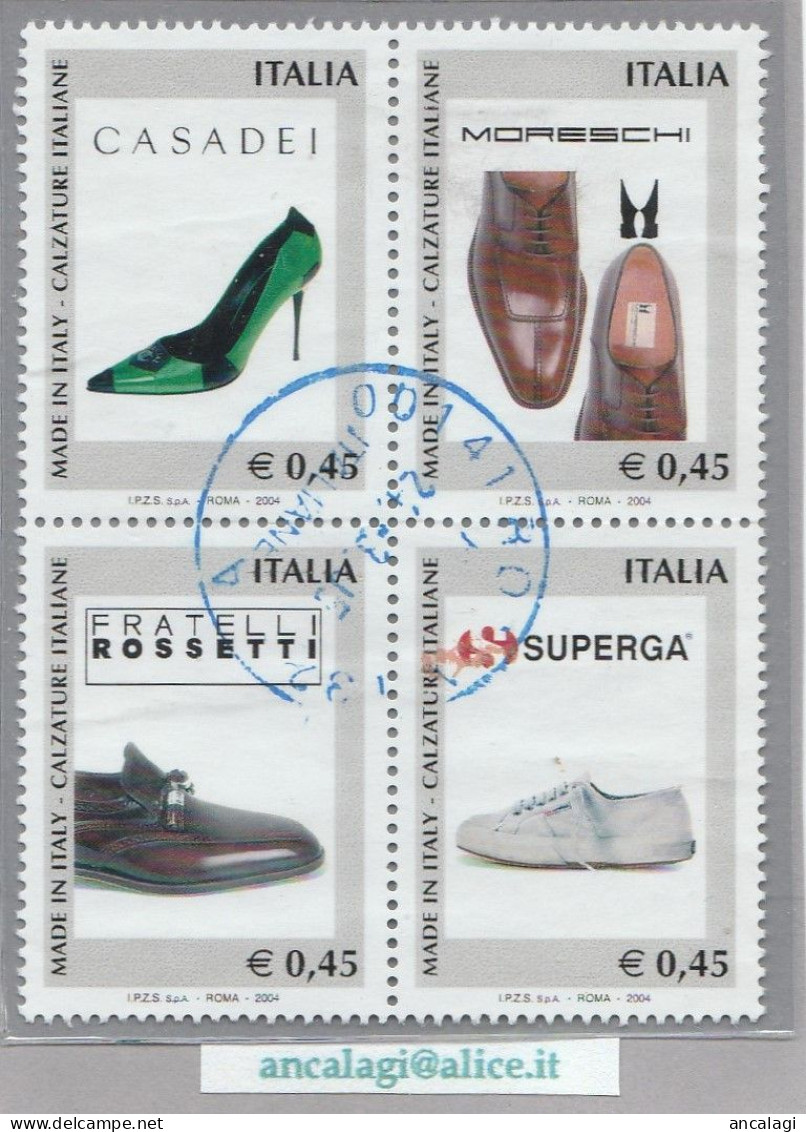 USATI ITALIA 2004 - Ref.0952 "MADE IN ITALY - CALZATURE ITALIANE" Serie Di 4 Val. In Quartina - - 2001-10: Oblitérés