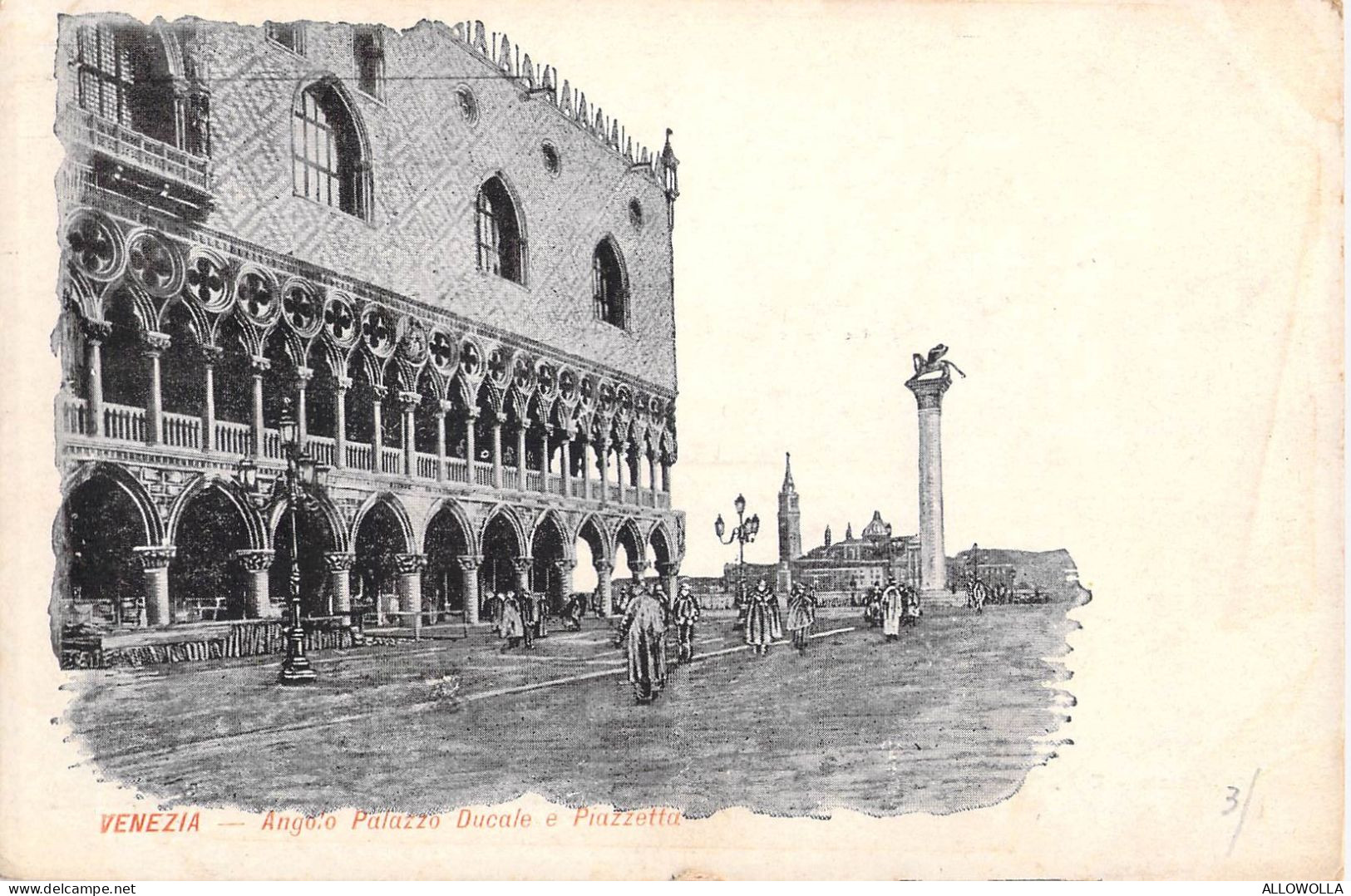 26711 " VENEZIA-ANGOLO PALAZZO DUCALE E PIAZZETTA " ANIMATA-VERA FOTO-CART. POST. NON SPED. - Venezia