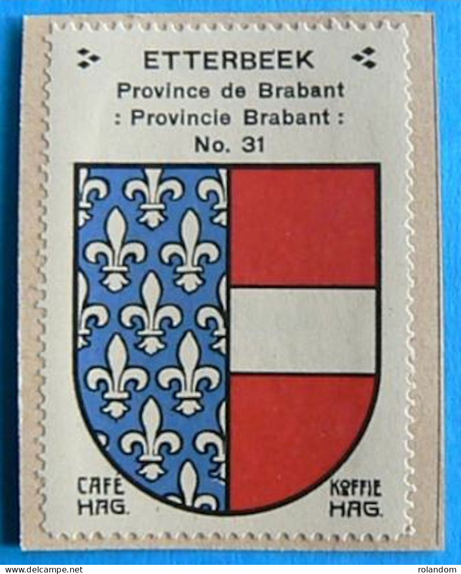 Brabant N031 Etterbeek Timbre Vignette 1930 Café Hag Armoiries Blason écu TBE - Thee & Koffie