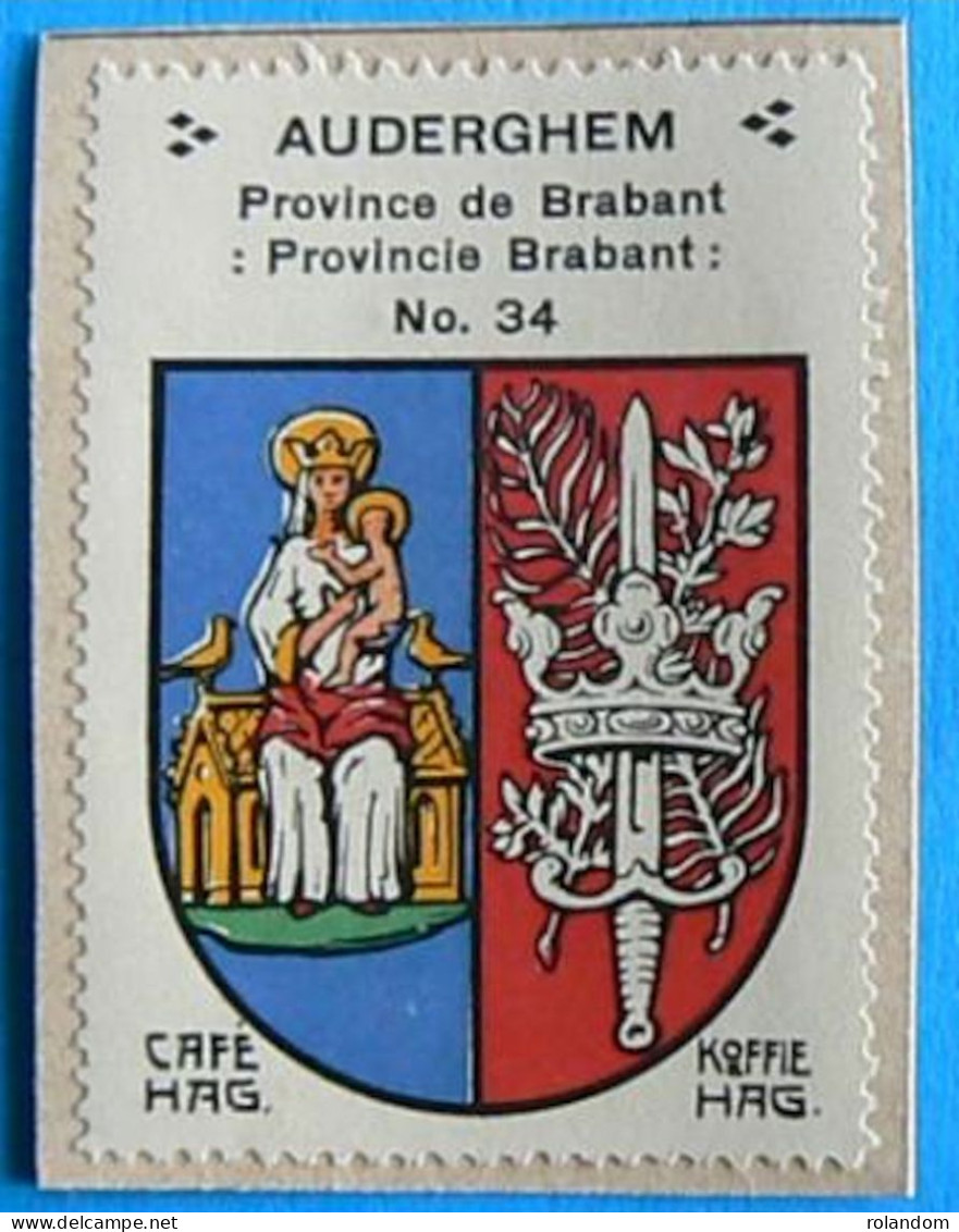 Brabant N034 Auderghem Oudergem Timbre Vignette 1930 Café Hag Armoiries Blason écu TBE - Tè & Caffè