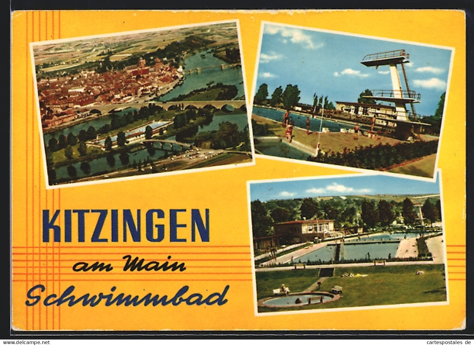 AK Kitzingen A. M., Schwimmbad, Ortsansicht Aus Der Vogelschau  - Kitzingen