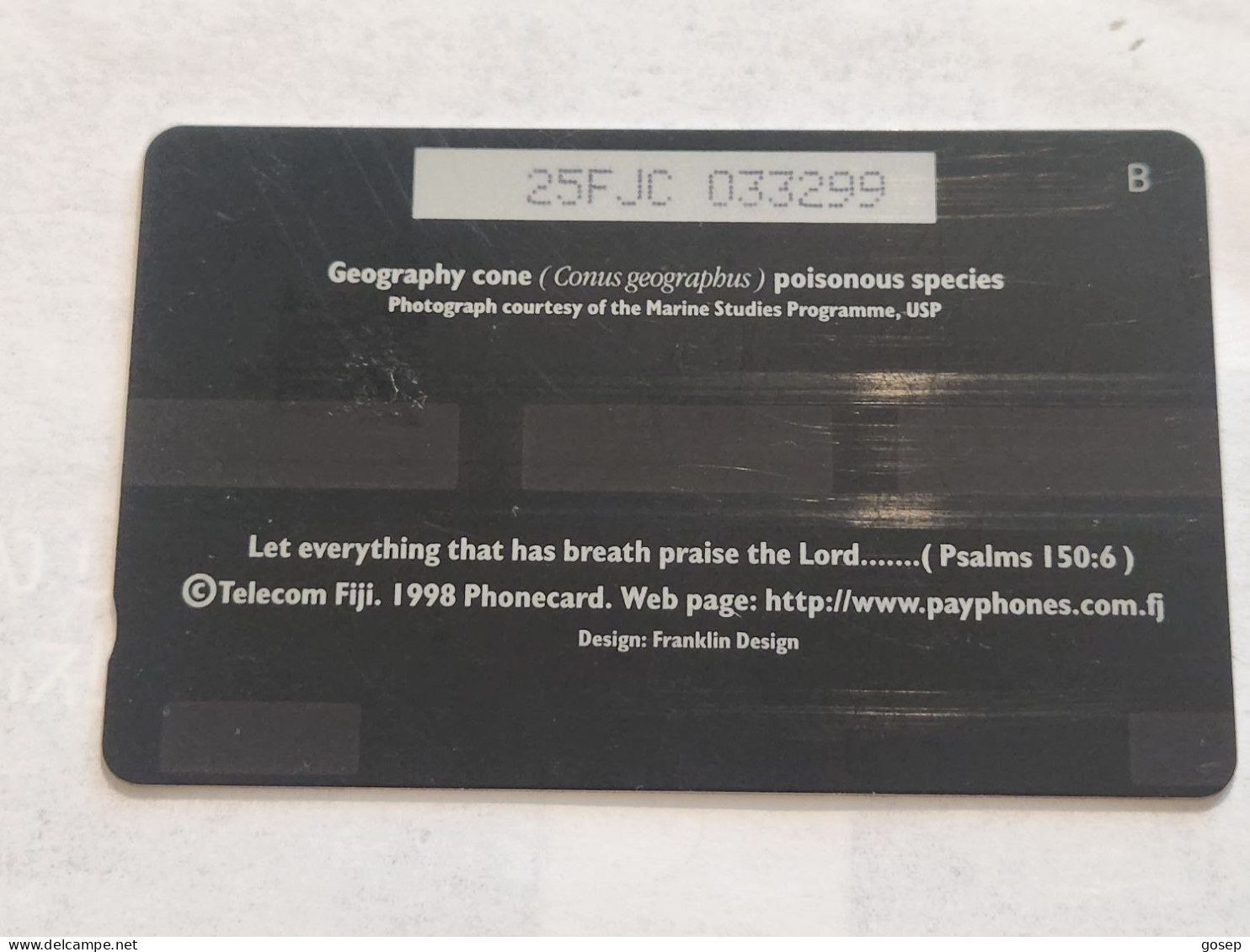 FiGI-(25FJC-a-FIJ-138a)-Geography Cone-(93)(1998)($5)-(  25FJC  033299)-(TIRAGE-60.000)-used Card+1card Prepiad Free - Fiji