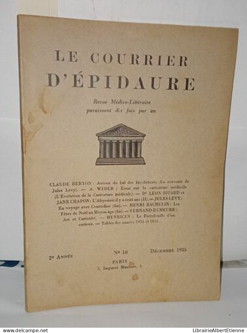 Le Courrier D'épidaure Revue Médico-littéraire 2ème Année N°10 Décembre 1935 - Zonder Classificatie