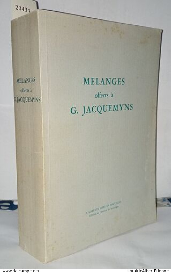 Mélanges Offerts à G. Jacquemyns - Sin Clasificación