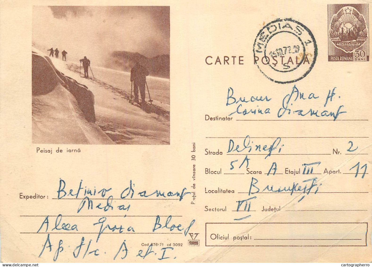 Postal Stationery Postcard Romania Peisaj De Iarna - Rumänien