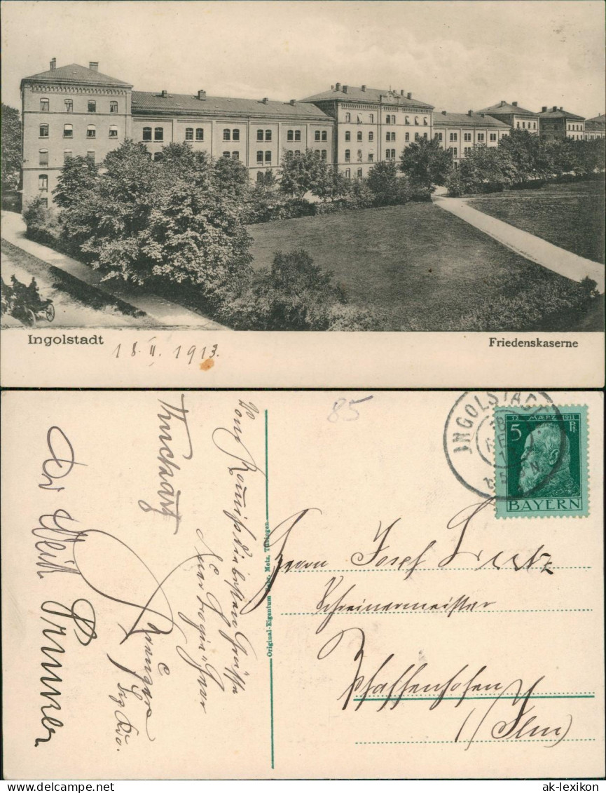 Ansichtskarte Ingolstadt Friedenskaserne 1913 - Ingolstadt