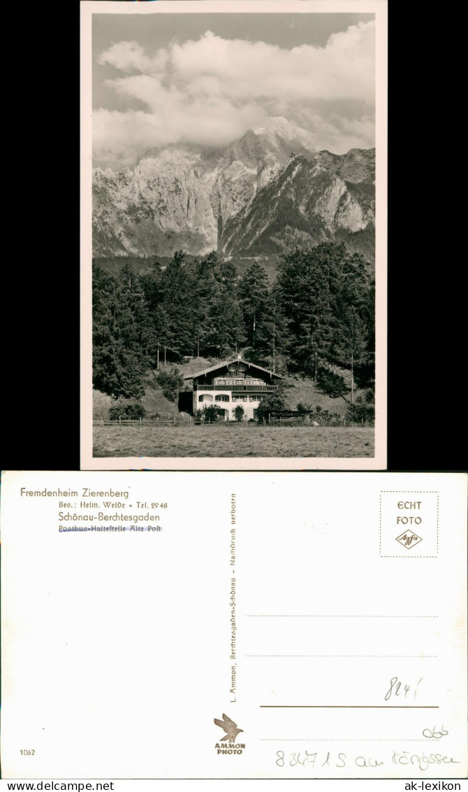 Ansichtskarte Berchtesgaden Fremdenheim Zierenberg - Schönau 1954 - Berchtesgaden