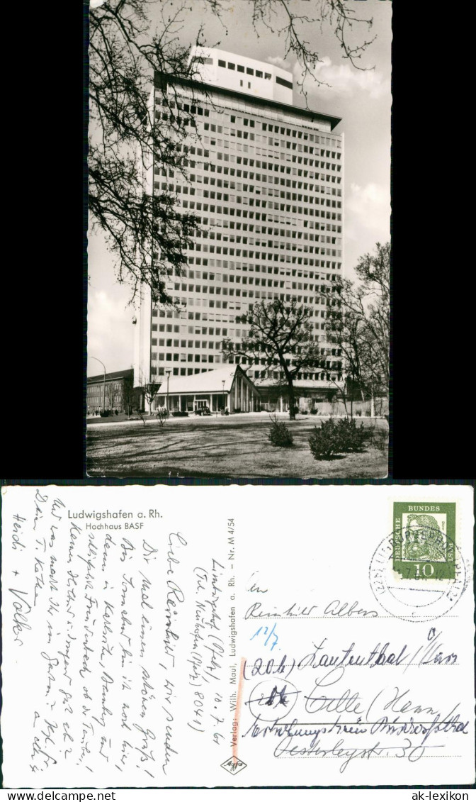 Ansichtskarte Ludwigshafen Hochhaus BASF - Fotokarte 1961 - Ludwigshafen