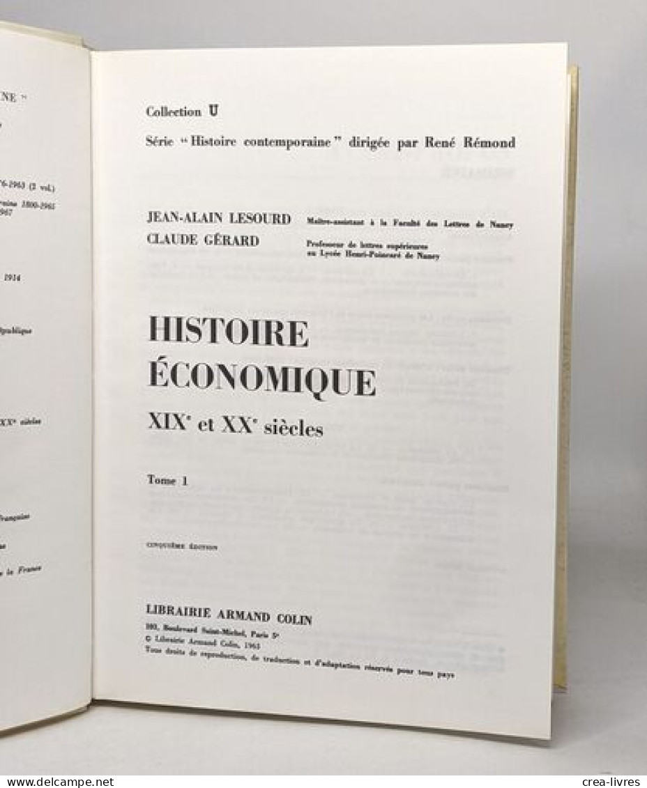 Histoire économique XIXe Et XXe Siècle En 2 Tomes - Economie