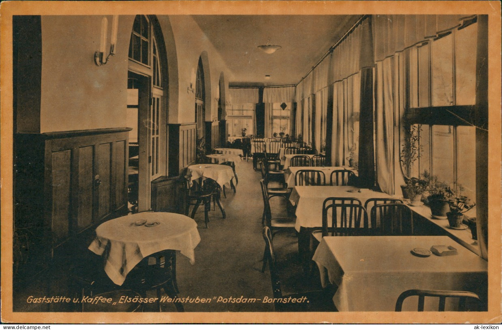 Ansichtskarte Bornstedt-Potsdam Gaststätte U. Kaffee, Elsässer - Innen 1932 - Potsdam