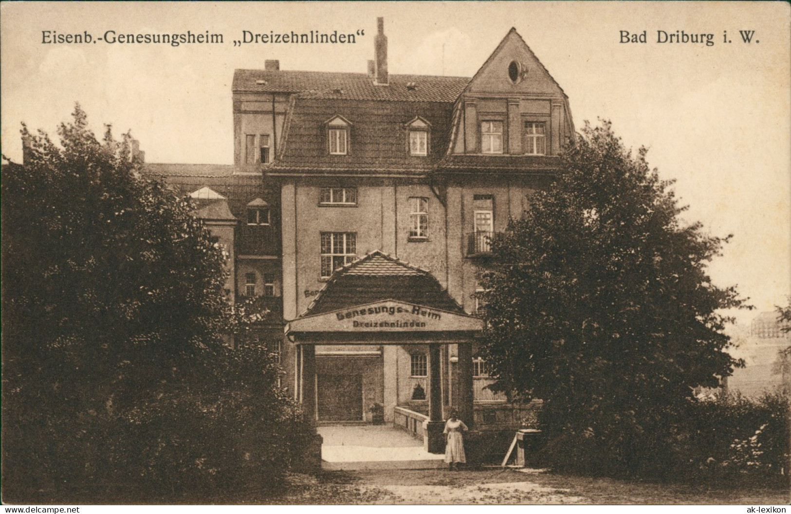 Ansichtskarte Bad Driburg Eisenb.-Genesungsheim "Dreizehnlinden" 1913 - Bad Driburg