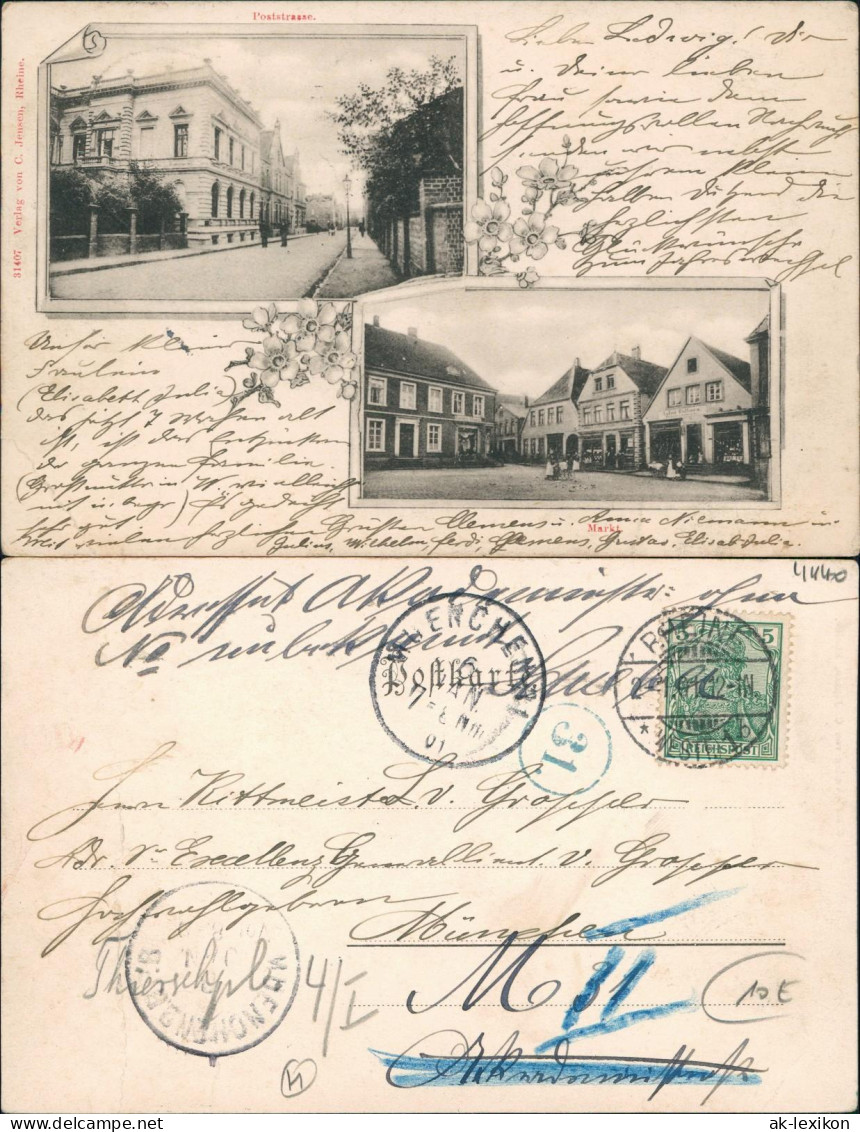 Ansichtskarte Rheine 2 Bild: Poststrasse, Markt 1911 - Rheine