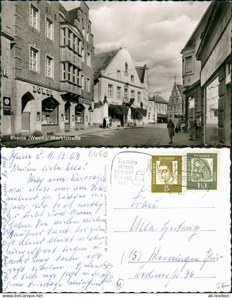 Ansichtskarte Rheine Marktstraße, Löwen Apotheke 1962 - Rheine