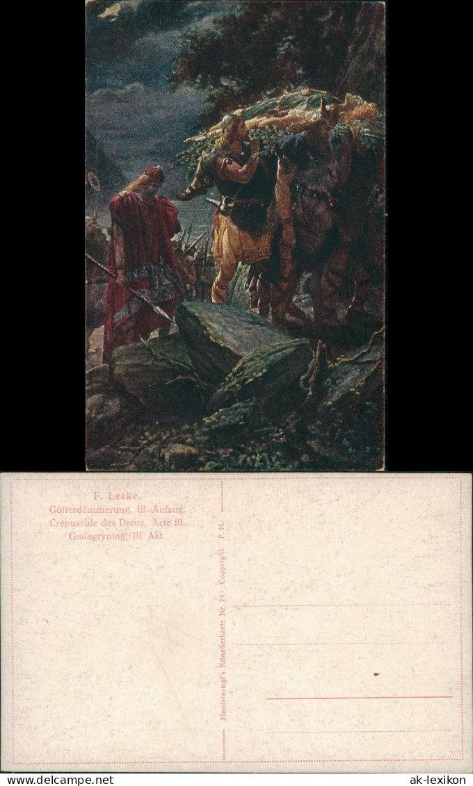 Ansichtskarte  Kunst-AK Richard Wagner Götterdämmerung 3. Aufzug 1920 - Peintures & Tableaux