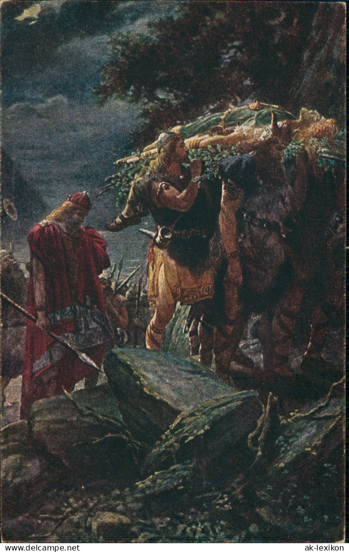 Ansichtskarte  Kunst-AK Richard Wagner Götterdämmerung 3. Aufzug 1920 - Paintings