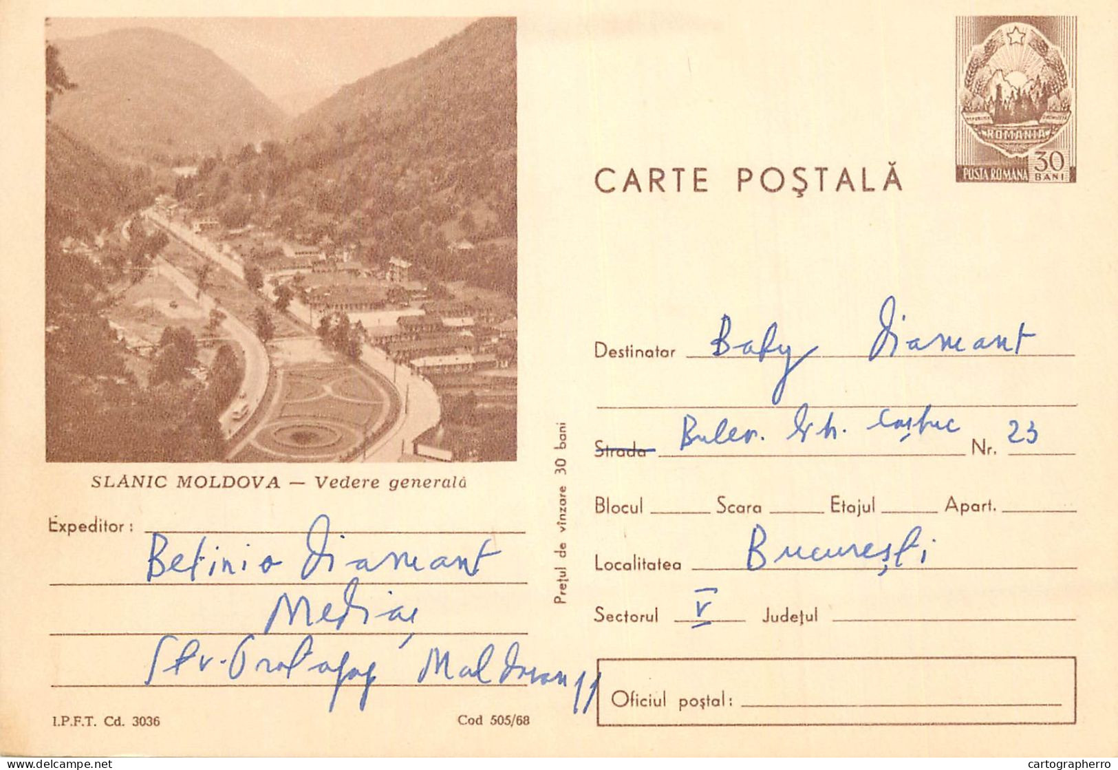 Postal Stationery Postcard Romania Slanic Moldova - Rumänien
