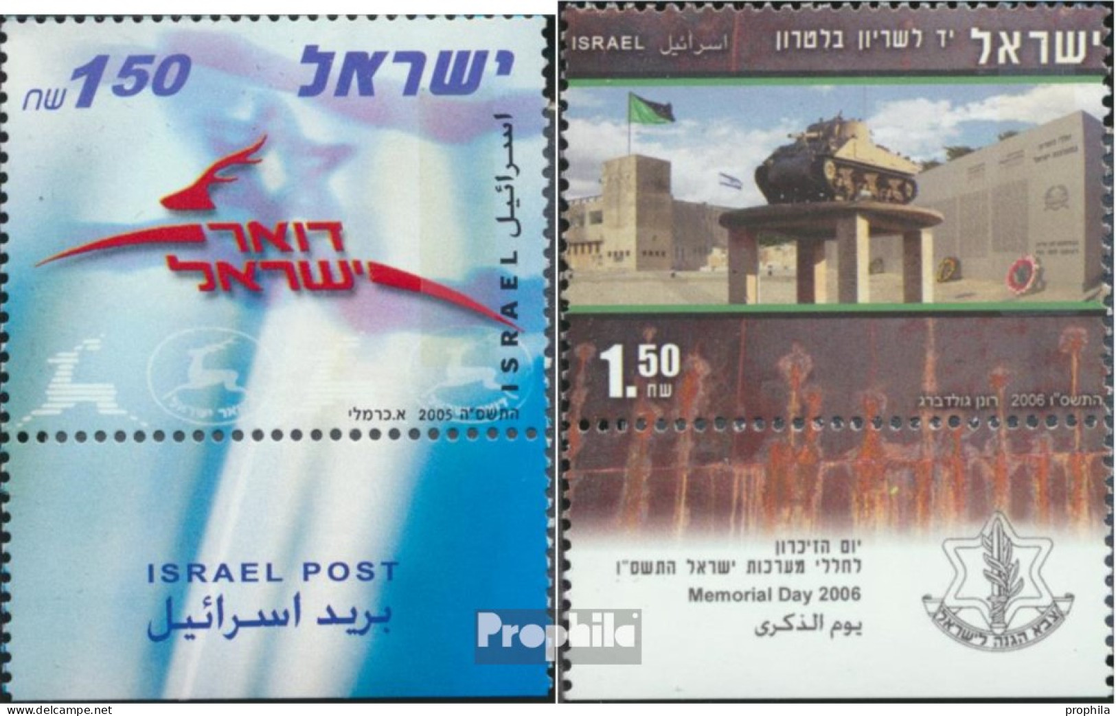 Israel 1852,1859 Mit Tab (kompl.Ausg.) Postfrisch 2006 Postgesellschaft, Gedenktag - Nuovi (con Tab)