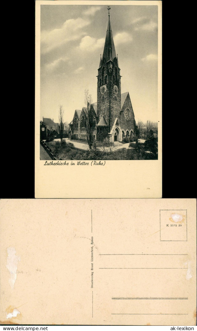 Ansichtskarte Wetter (Ruhr) Lutherkirche, Straßenpartie 1928 - Wetter