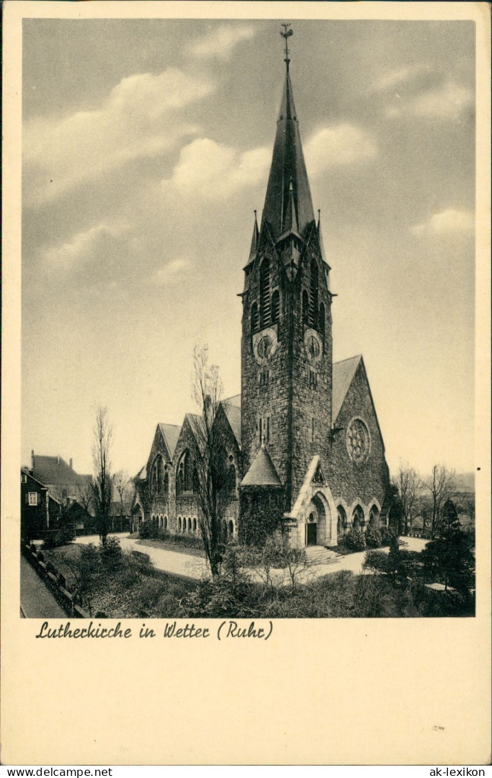 Ansichtskarte Wetter (Ruhr) Lutherkirche, Straßenpartie 1928 - Wetter