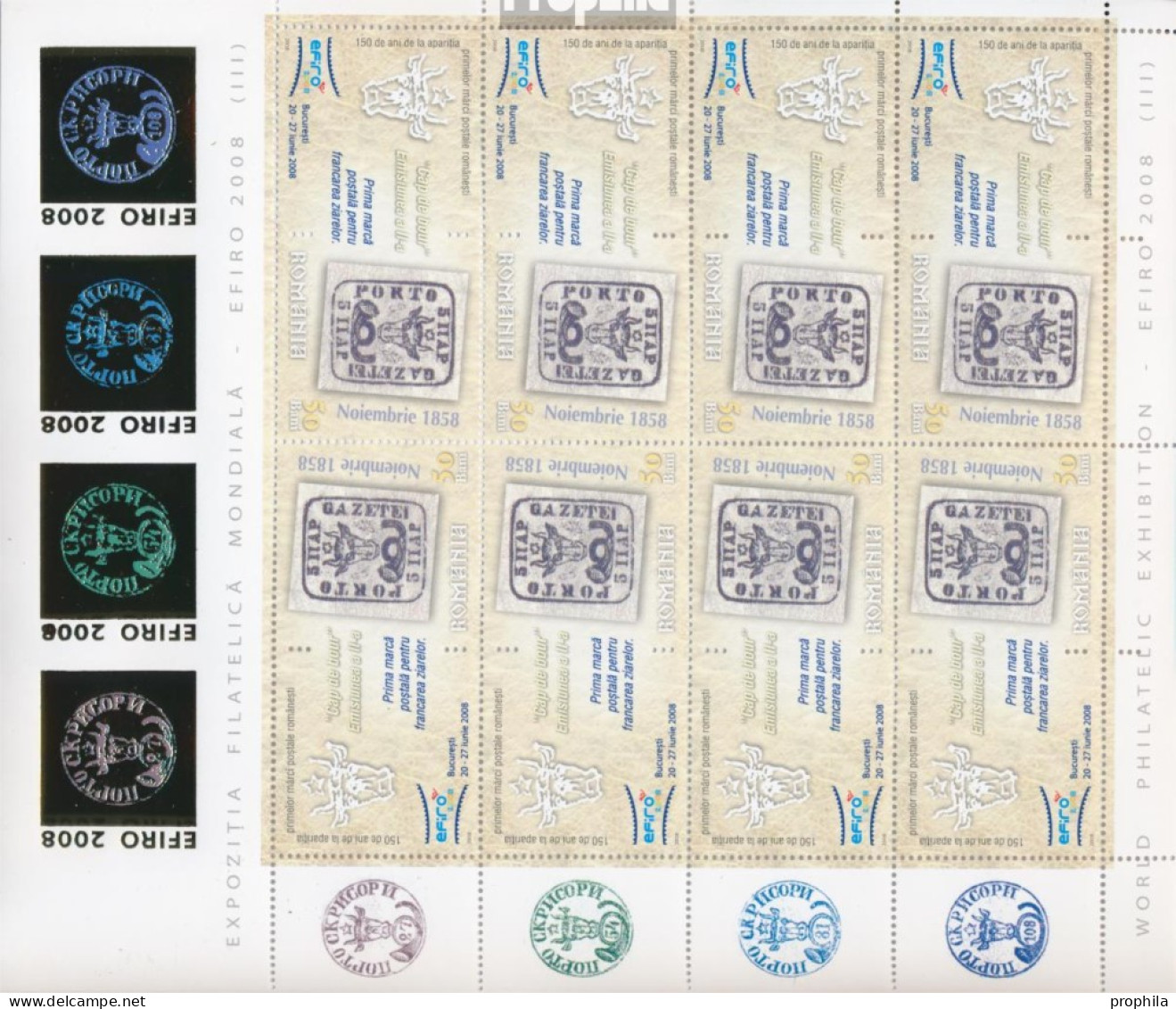 Rumänien 6299x Klb II-6304x Klb II Kleinbogen (kompl.Ausg.) Postfrisch 2008 BriefmarkenausstellungEFIRO 08 - Nuovi