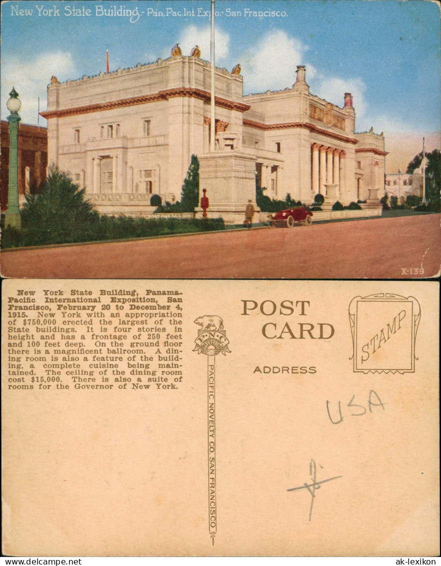 Postcard San Francisco New York State Building-Pan Pac.Int. Expo 1915 - Andere & Zonder Classificatie